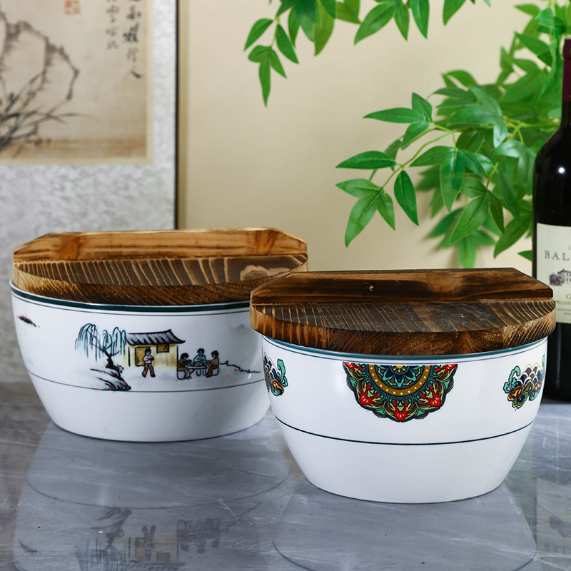 商用钵钵鸡盆冷锅串串碗农家乐米饭碗带盖家用发面钵大号汤碗餐具