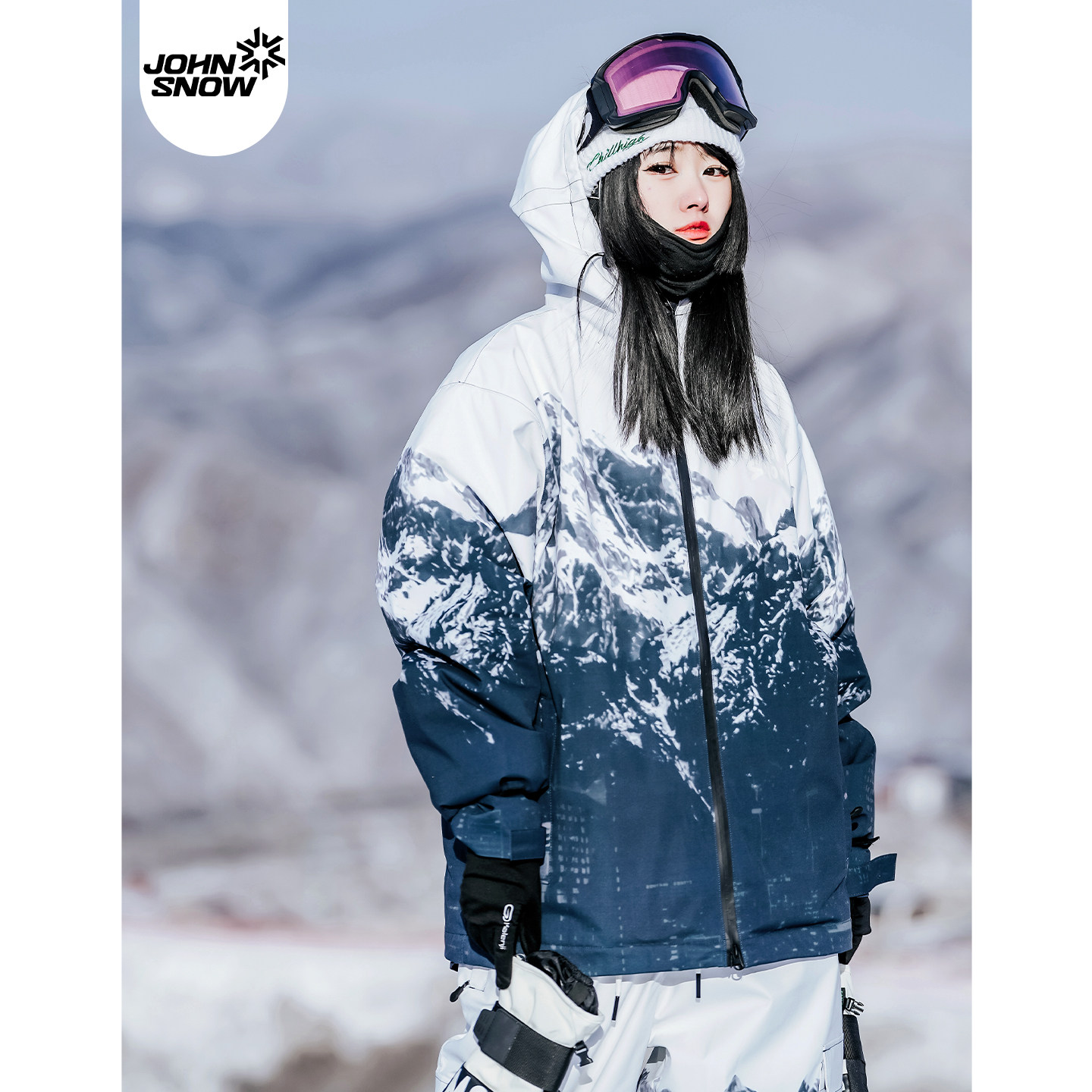 John snow单板滑雪服套装女款男防水防风保暖山系滑雪衣裤套装冬