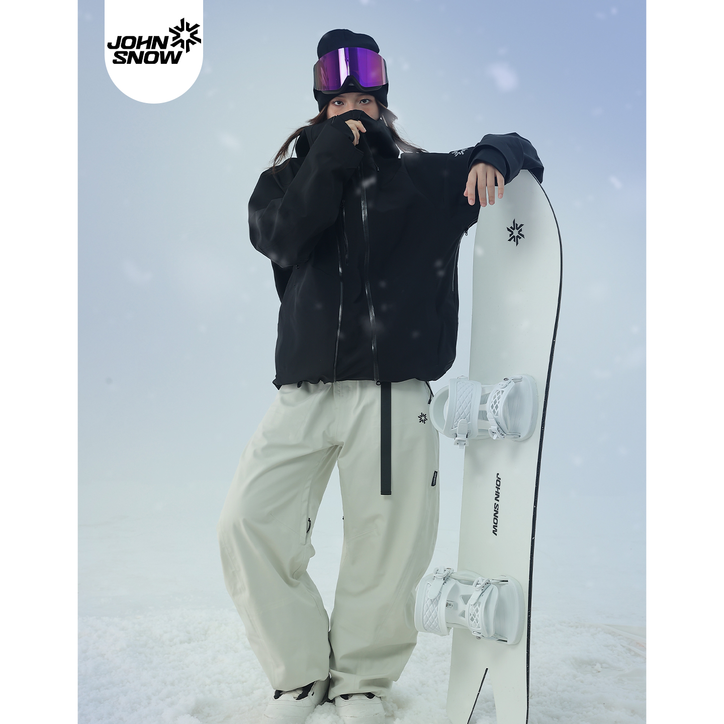 John snow滑雪服女款男2025新款单板防水防风全压胶硬壳滑雪上衣