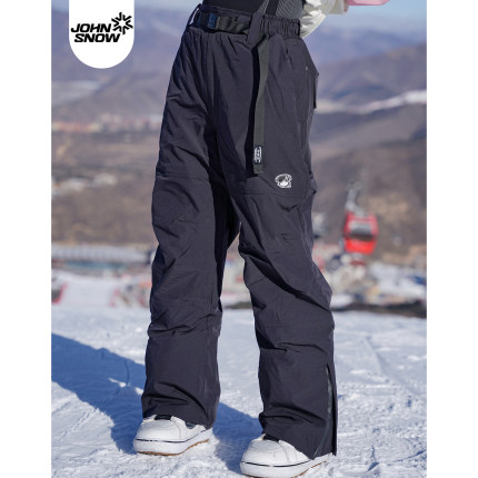 John snow滑雪裤女款男单双板阔腿黑色宽松工装防水防风保暖耐磨