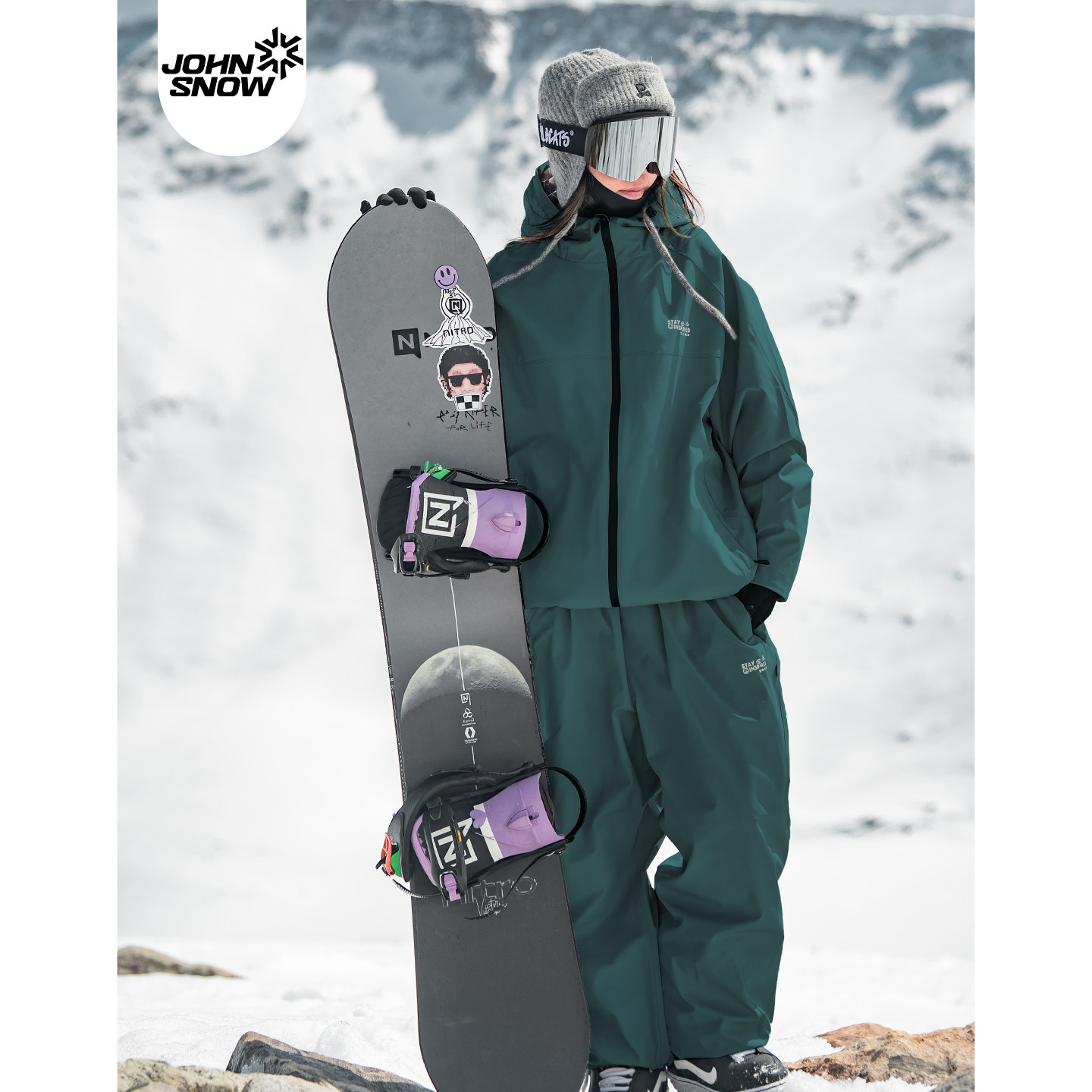 John snow滑雪服套装女款情侣单板宽松防水保暖美式滑雪衣裤男款