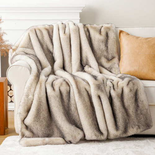 秋冬加厚盖毯轻奢皮草毛毯沙发毯