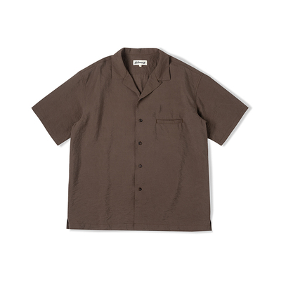 NATIVEWELL dry silk干丝面料夏威夷翻领短袖衬衫垂坠自然褶皱