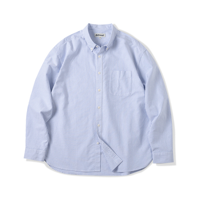 NATIVEWELL经典条纹button down角扣衬衫微宽松长绒棉