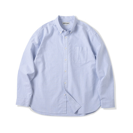 NATIVEWELL经典条纹button down角扣衬衫微宽松长绒棉