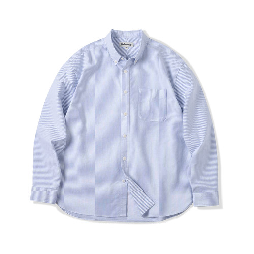 NATIVEWELL经典条纹button down角扣衬衫微宽松长绒棉