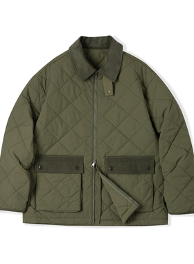 NATIVEWELL 灯芯绒领复古翻领猎装棉服菱格绗缝3M保暖棉