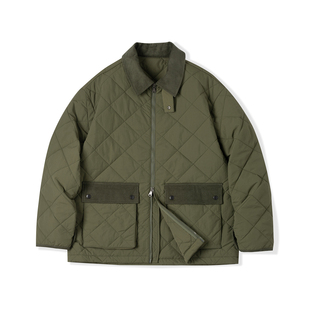 NATIVEWELL 灯芯绒领复古翻领猎装棉服菱格绗缝3M保暖棉