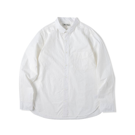 NATIVEWELL长绒棉盐缩长袖衬衫定番角扣button down合身微宽松