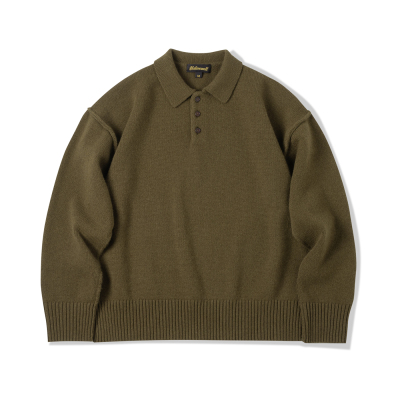 NATIVEWELL翻领polo毛衣微阔版型纯羊毛温暖亲肤抗皱蓬松