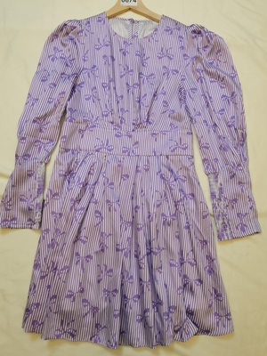达拉da品牌撤柜高级感泡泡袖松紧袖口衬衫收腰紫色连衣裙674