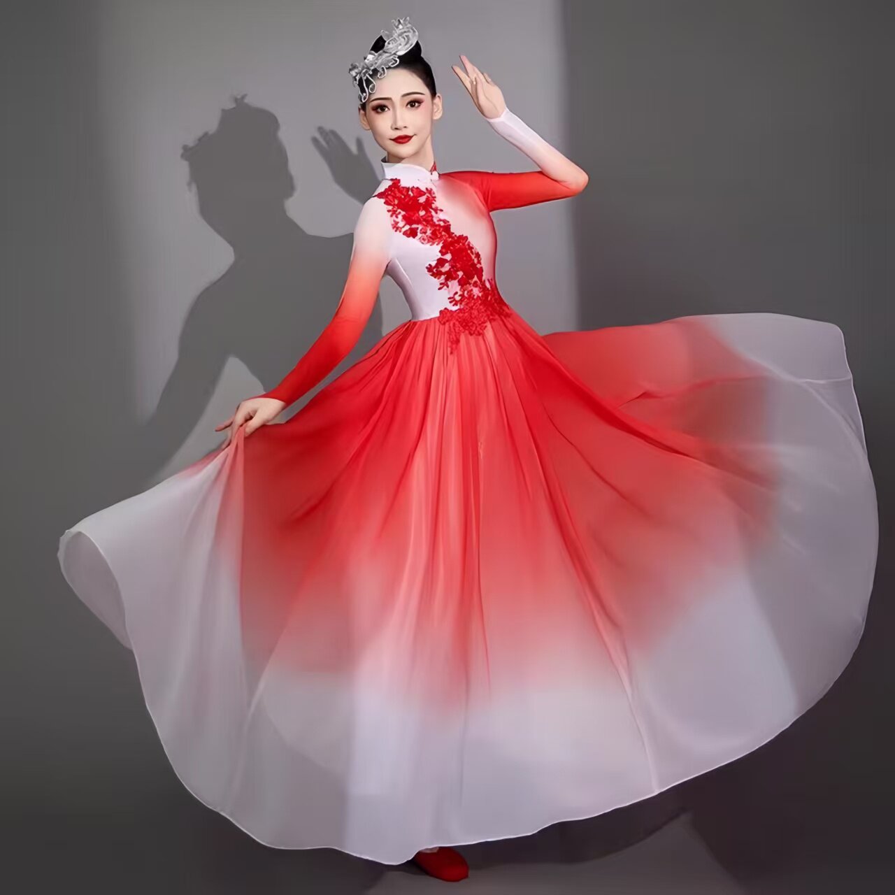 开场舞大摆裙演出服万疆现代古典舞灯火里的中国歌伴舞广场舞长裙