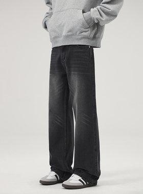 Mmel美式vibe牛仔裤男复古潮牌宽松高街微喇cleanfit裤子男生显瘦