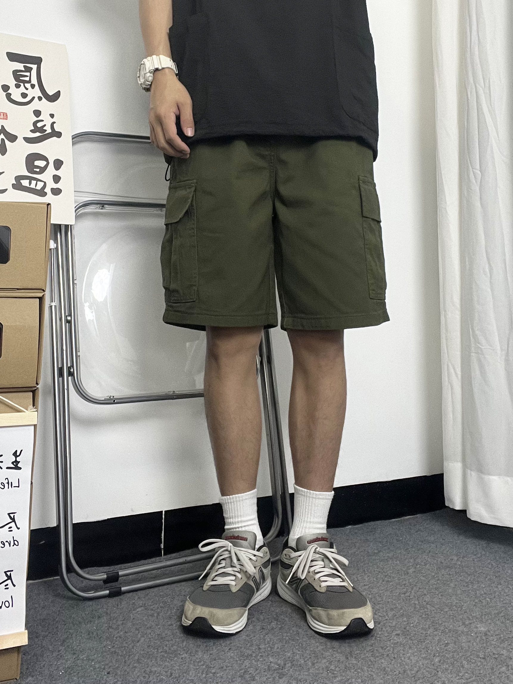 MMEL CARGO SHORTS MENS JAPANESE RETRO CITYBOY SUMMER NEW LOOSE AND VERSATILE TRENDY BRAND CROPPED PANTS CASUAL