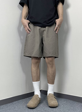 Mmel夏季新款美式休闲棕色短裤男潮流百搭直筒五分裤cleanfit裤子