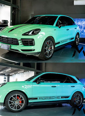 保时捷卡宴赛车装饰改装汽车贴纸 Cayenne GTS车身侧裙贴画彩条