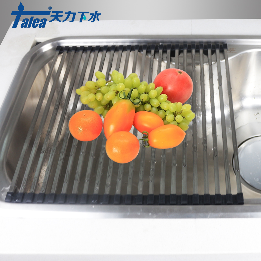 厨房水槽沥水篮不锈钢水池沥水架洗菜盆滤水篮可折叠滴水架卷帘