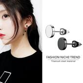 耳钉女嘻哈男款 耳环韩版 黑色时尚 潮流个性 街舞高级感钛钢耳饰新款
