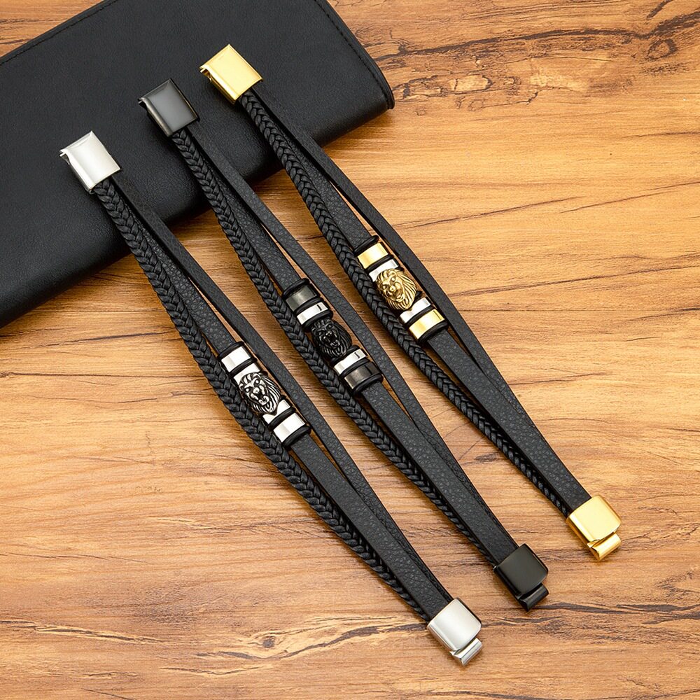 高级感复古狮子头个性百搭异形钛钢卡扣手环外贸跨境货源男女饰品