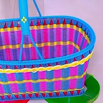 纯手工编制大号水果篮篮花生瓜子盘糖果盘网红果盘拜神用手提篮子