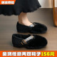 女冬外穿高级感水貂毛豆豆鞋 加绒棉瓢鞋 大码 黑色毛毛鞋 女鞋 41到43