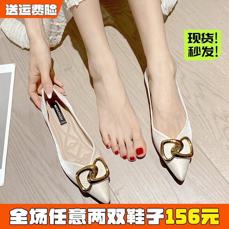 尖头平底单鞋女百搭仙女图片