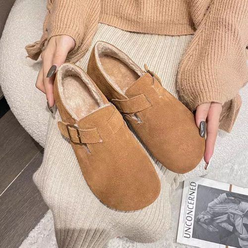 毛毛鞋女冬外穿加绒一脚蹬