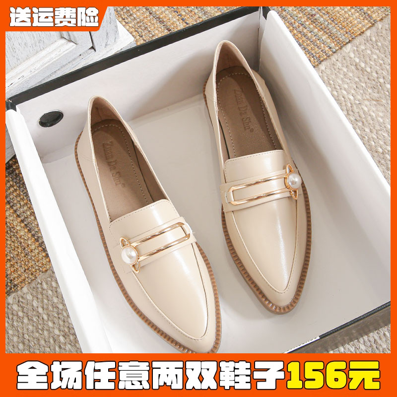 尖头乐福鞋一脚蹬工作单鞋