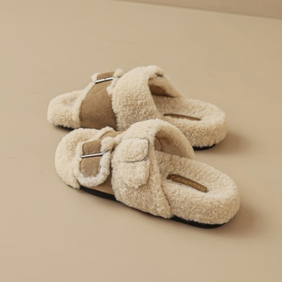 【免费试穿】厚底勃肯毛毛拖鞋