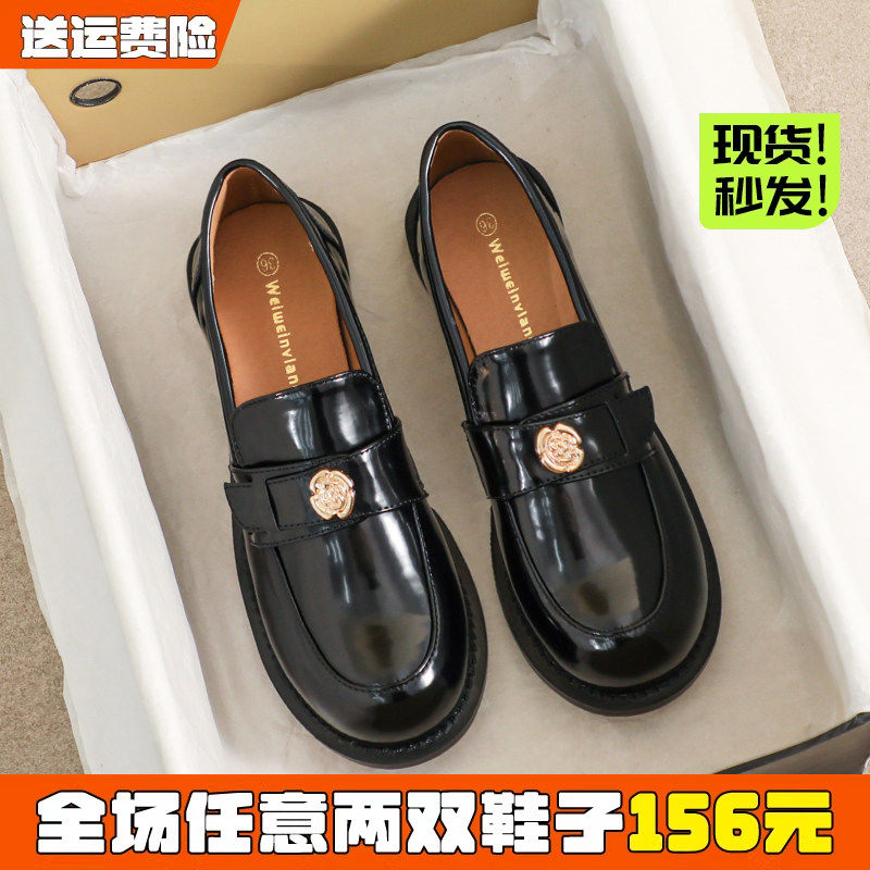 黑色英伦风小皮鞋乐福鞋