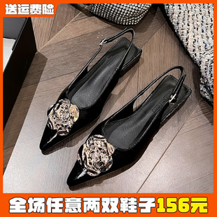 女鞋 法式 大码 高级感包头凉鞋 41一43 女夏2025新配裙子粗跟尖头单鞋