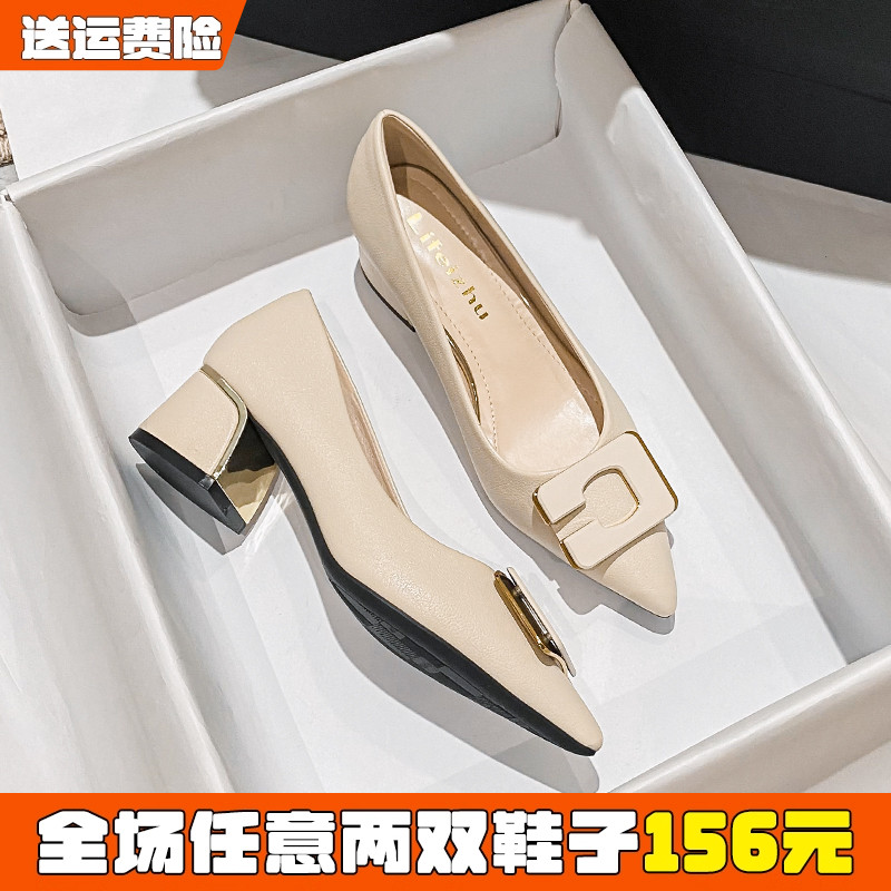 新款尖头单鞋软皮浅口瓢鞋