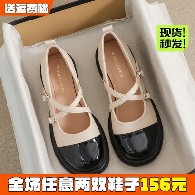 新款拼色jk小皮鞋英伦