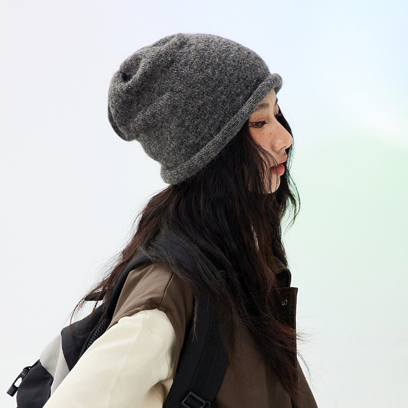 堆堆帽子出游复古女秋冬羊毛冷帽