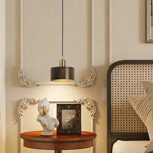 ins北欧风黑胡桃木床头餐厅实木