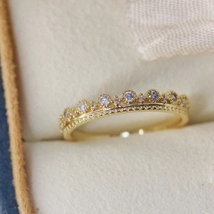 「桃奈町」agete日系轻奢镀金14K百搭叠戴华丽精致闪钻小众戒指女