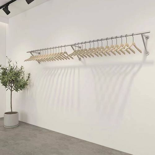 服装店不锈钢上墙展示架打孔安装