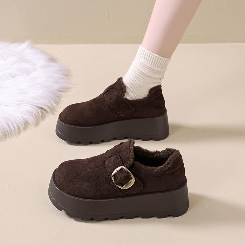 厚底增高勃肯鞋女款雪地靴2025新款秋冬加绒面包鞋保暖东北大棉鞋