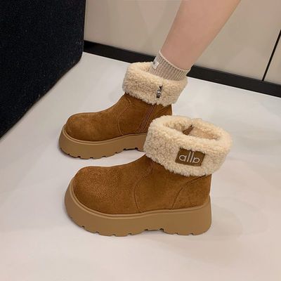 雪地靴女款冬季加绒加厚保暖棉鞋2025新款厚底增高毛绒短靴大码41