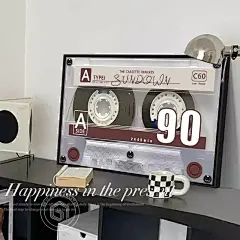 样板间儿童房潮玩唱片磁带桌面摆画挂画吧台高级感卧室艺术装饰画