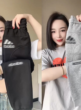 2025秋冬新款时尚潮流运动裤束脚卫裤男女同款长裤加厚加绒休闲裤