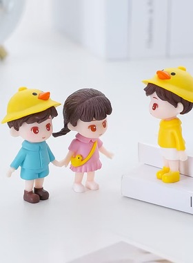 治愈系卡通迷你小人偶少女心桌面小摆件可爱车载情侣办公桌装饰品