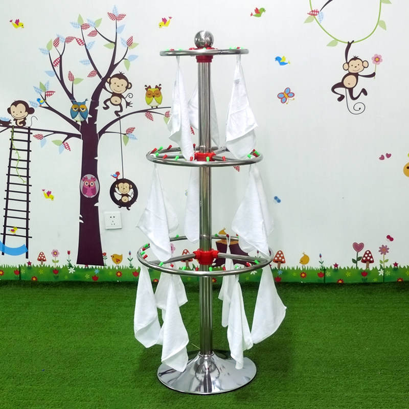 圆形幼儿园毛巾架移动式儿童专用挂毛巾架卡通不锈钢收纳层架