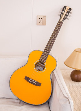 ADL初学者儿童新手入门成年黄色36英寸单板旅行民谣吉他