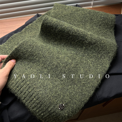 YAOLI螺青绿～含羊毛针织小围巾女秋冬保暖防寒柔软毛线护颈围脖