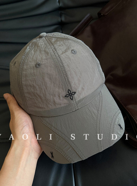 YAOLI轻量速干轻薄十字花刺绣显脸小棒球帽子户外防水遮阳鸭舌帽