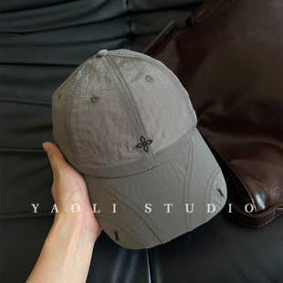 YAOLI轻量速干轻薄十字花刺绣显脸小棒球帽子户外防水遮阳鸭舌帽