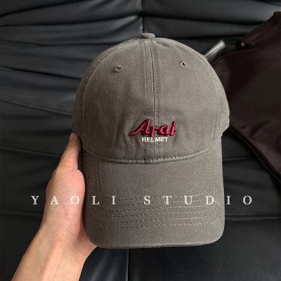 YAOLI美式复古Arai刺绣棒球帽子女户外遮阳大头围显脸小鸭舌帽男