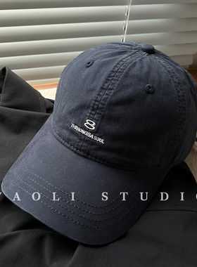 YAOLI~美式街头刺绣棒球帽子女大头围显脸小遮阳水洗棉鸭舌帽男