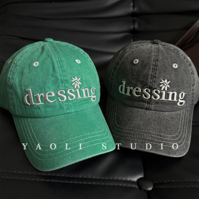 YAOLI美式复古dressing刺绣水洗做旧棒球帽子女户外遮阳鸭舌帽男